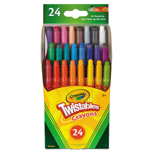 Image of Crayola® 529724 Twistables Mini Crayons, Miniature Size, 0.44" x 4", 24 Assorted Colors, 24/Pack