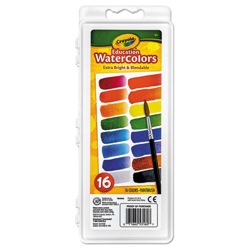 Image of Crayola® 53-0160 Watercolors, 16 Assorted Colors, Palette Tray