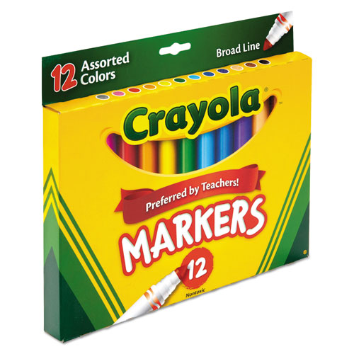 Image of Crayola® 587712 Non-Washable Marker, Broad Bullet Tip, Assorted Classic Colors, Dozen