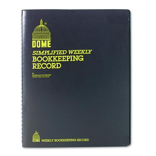 Image of Dome® 600 Simplified Weekly Bookkeeping Record, 4 Column Format, Brown Cover, 11 X 8.5 Sheets, 128 Sheets/book