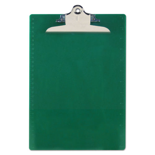 Image of Saunders 21604 Recycled Plastic Clipboard with Ruler Edge, 1" Clip Capacity, Holds 8.5 x 11 Sheets, Green