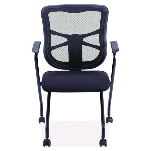 Image of Alera® Alera Elusion Mesh Nesting Chairs with Padded Arms, Supports Up to 275 lb, 18.11" Seat Height, Black, 2/Carton