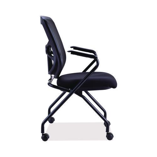 Image of Alera® Alera Elusion Mesh Nesting Chairs with Padded Arms, Supports Up to 275 lb, 18.11" Seat Height, Black, 2/Carton