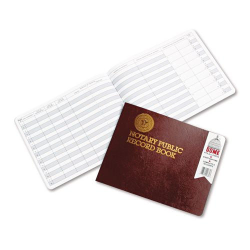 Image of Dome® 880 Notary Public Record Book, 10 Column Format, Maroon Cover, 10.5 X 8.25 Sheets, 32 Sheets/book