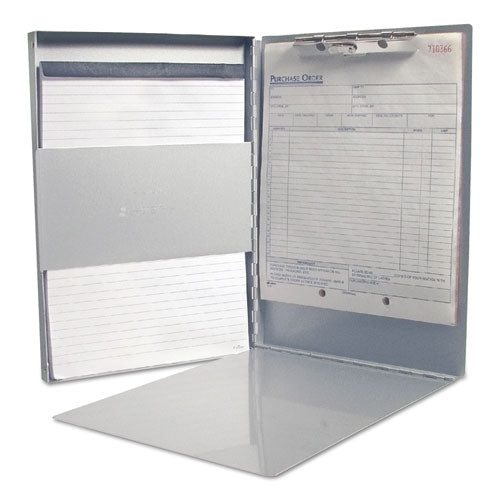 Image of Saunders 10517 Snapak Aluminum Side-Open Forms Folder, 0.5" Clip Capacity, Holds 8.5 x 11 Sheets, Silver