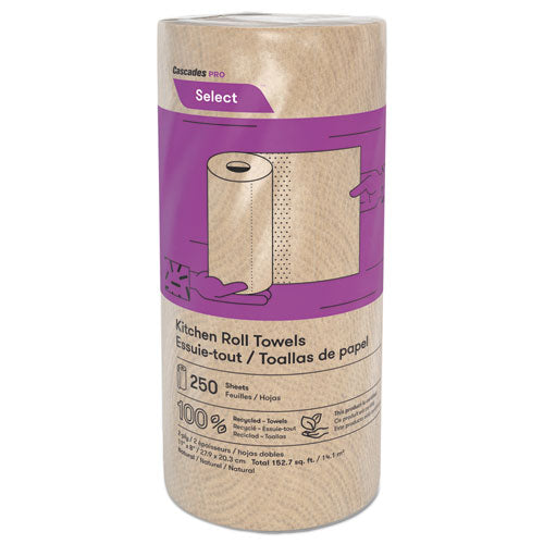 Image of Cascades PRO K251 Select Kitchen Roll Towels, 2-Ply, 11" X 166.6 Ft, Natural, 250/roll, 12/carton
