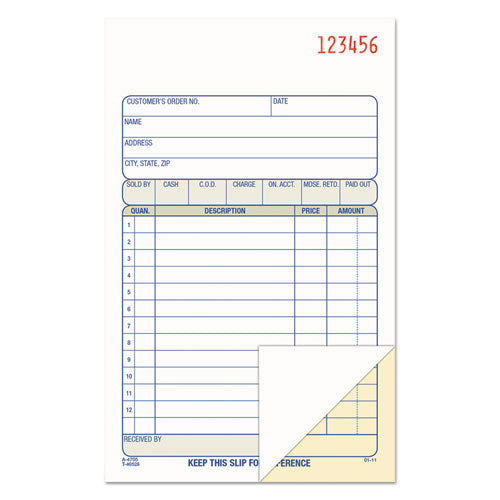 Image of Adams® DC4705 Multipart Sales Order Pad, 12 Lines, Two-Part Carbonless, 4.19 x 6.69, 50 Forms Total