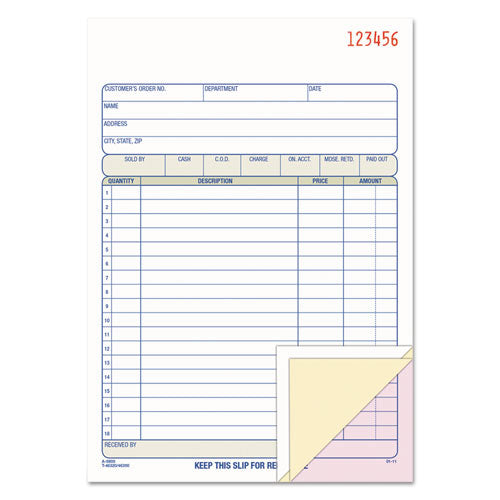 Image of Adams® DC5805 Multipart Sales Order Pad, 18 Lines, Two-Part Carbonless, 5.56 x 7.94, 50 Forms Total