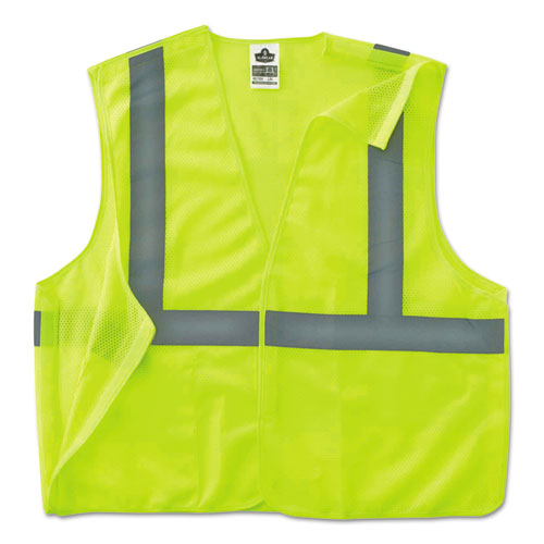 Image of ergodyne® EGO21075 Safety Vest,w/Mic Tab,Class 2,Hi-Vis,Reflect Tape,L/XL,Lime