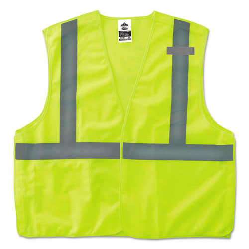 Image of ergodyne® EGO21075 Safety Vest,w/Mic Tab,Class 2,Hi-Vis,Reflect Tape,L/XL,Lime