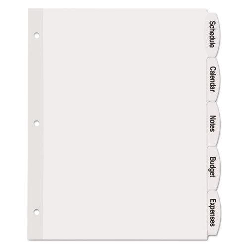 Image of Avery® 14434 Big Tab Printable White Label Tab Dividers, 5-Tab, 11 x 8.5, White, 20 Sets