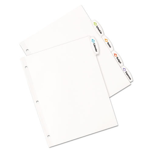 Image of Avery® 14434 Big Tab Printable White Label Tab Dividers, 5-Tab, 11 x 8.5, White, 20 Sets
