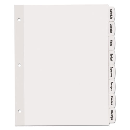 Image of Avery® 14435 Big Tab Printable White Label Tab Dividers, 8-Tab, 11 x 8.5, White, 20 Sets