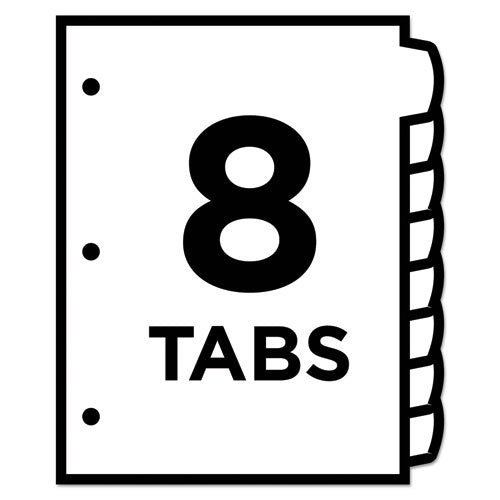 Image of Avery® 14441 Big Tab Printable Large White Label Tab Dividers, 8-Tab, 11 x 8.5, White, 20 Sets