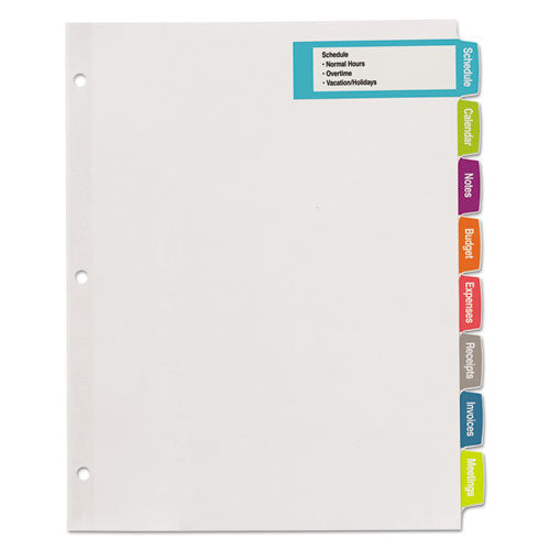 Image of Avery® 14441 Big Tab Printable Large White Label Tab Dividers, 8-Tab, 11 x 8.5, White, 20 Sets
