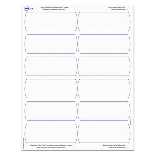 Image of Avery® 14441 Big Tab Printable Large White Label Tab Dividers, 8-Tab, 11 x 8.5, White, 20 Sets