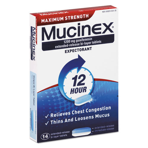 Image of Mucinex® 63824-02314 Maximum Strength Expectorant, 14 Tablets/box