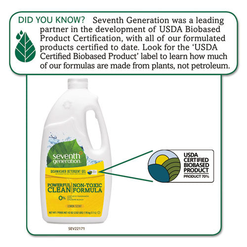 Image of Seventh Generation® 22171 Natural Automatic Dishwasher Gel, Lemon, 42 Oz Bottle