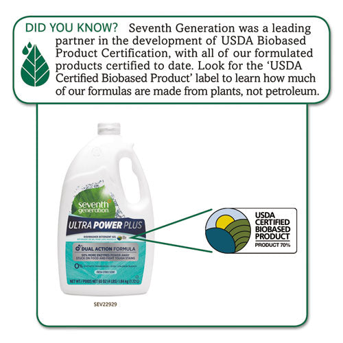 Image of Seventh Generation® SEV 22929CT Natural Auto Dishwasher Gel, Ultra Power Plus, Fresh Citrus, 65 oz Bottle, 6/Carton