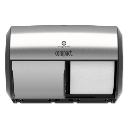 Image of Georgia Pacific® Professional 56796A Compact Coreless Side-by-Side Double-Roll Tissue Dispenser, 11 x 7.38 x 7.38, Stainless Steel