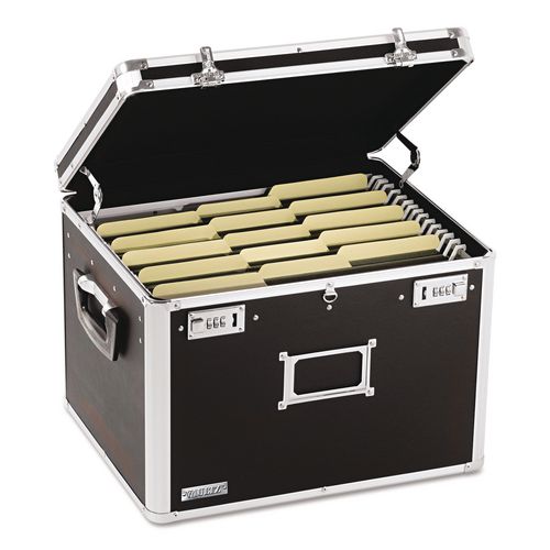 Image of Vaultz® VZ01008 Locking File Chest with Adjustable File Rails, Letter/Legal Files, 17.5" x 14" x 12.5", Black
