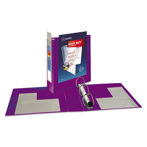 Image of Avery® 79777 Heavy-Duty View Binder With Durahinge And One Touch Ezd Rings, 3 Rings, 2" Capacity, 11 X 8.5, Purple