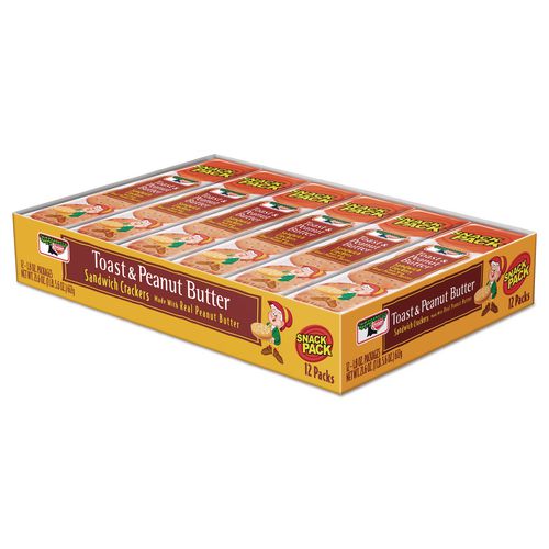 Image of Keebler® KEE21166 Sandwich Crackers, Toast And Peanut Butter, 8 Cracker Snack Pack, 12/box