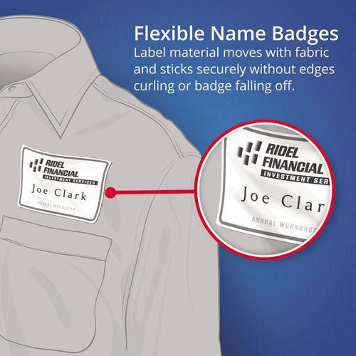 Image of Avery® 05895 Flexible Adhesive Name Badge Labels, 3.38 X 2.33, White/blue Border, 400/box