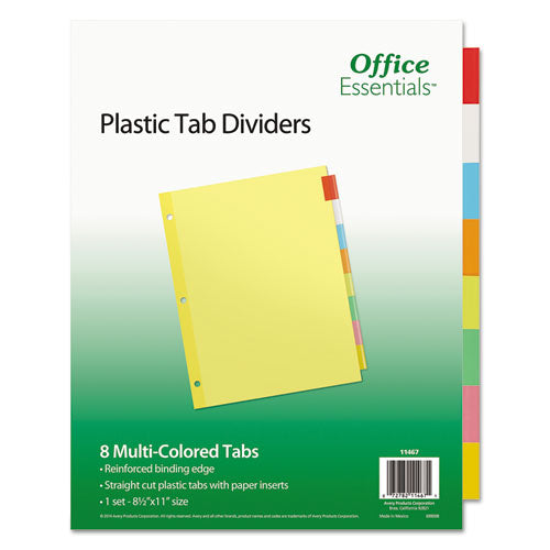 Image of Office Essentials 11467 Plastic Insertable Dividers, 8-Tab, 11 x 8.5, Assorted Tabs, 1 Set