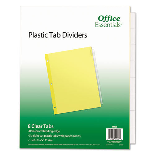 Image of Office Essentials 11468 Plastic Insertable Dividers, 8-Tab, 11 x 8.5, Clear Tabs, 1 Set