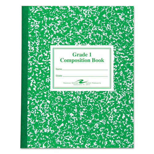 Image of Roaring Spring® ROA77920 Grade School Ruled Composition Book, Grade 1 Manuscript Format, Green Marble Cover, (50) 9.75 x 7.75 Sheets