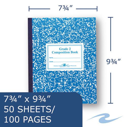 Image of Roaring Spring® ROA77921 Grade School Ruled Composition Book, Grade 2 Manuscript Format, Blue Marble Cover, (50) 9.75 x 7.75 Sheets
