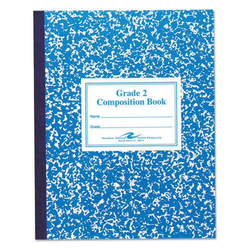Image of Roaring Spring® ROA77921 Grade School Ruled Composition Book, Grade 2 Manuscript Format, Blue Marble Cover, (50) 9.75 x 7.75 Sheets