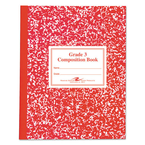 Image of Roaring Spring® ROA77922 Grade School Ruled Composition Book, Grade 3 Manuscript Format, Red Marble Cover, (50) 9.75 x 7.75 Sheets