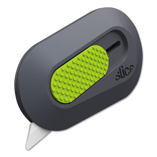 Image of slice® 10514 Mini Cutters, Replaceable Double-Sided 1.29" Ceramic Zirconium Oxide Blade, 2.5" Nylon Handle, Gray/Green