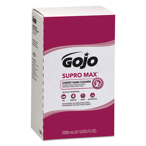Image of GOJO® 7282-04 SUPRO MAX Heavy Duty Hand Cleaner, Refill for GOJO PRO TDX 2000 Dispenser, Cherry Fragrance, 2,000 mL, 4/Carton