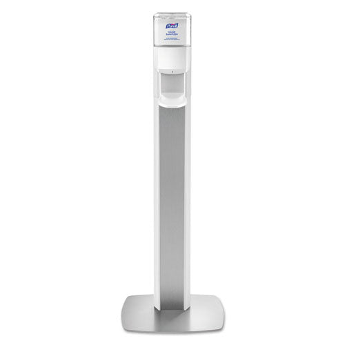 Image of PURELL® 7306-DS-SLV Messenger Es6 Floor Stand With Dispenser, 1,200 Ml, 13.16 X 16.63 X 51.57, Silver/white