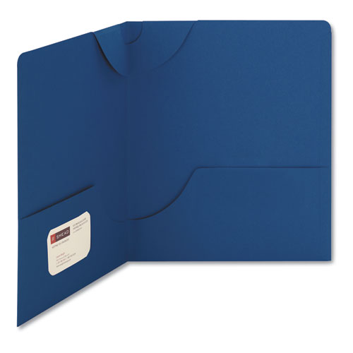 Image of Smead 87982 Lockit Two-Pocket Folders in Textured Stock, Accommodates (100) 11 x 8.5 Sheets, Dark Blue, 25/Box