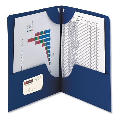 Image of Smead 87982 Lockit Two-Pocket Folders in Textured Stock, Accommodates (100) 11 x 8.5 Sheets, Dark Blue, 25/Box