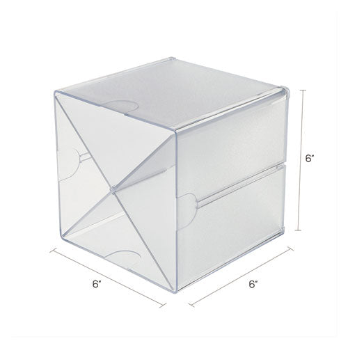 Image of deflecto® 350201 Stackable Cube Organizer, X Divider, 4 Compartments, Plastic, 6 x 7.2 x 6, Clear