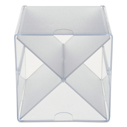 Image of deflecto® 350201 Stackable Cube Organizer, X Divider, 4 Compartments, Plastic, 6 x 7.2 x 6, Clear