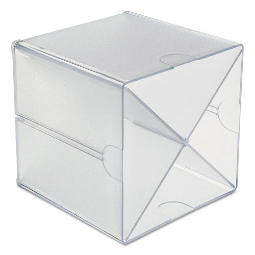 Image of deflecto® 350201 Stackable Cube Organizer, X Divider, 4 Compartments, Plastic, 6 x 7.2 x 6, Clear