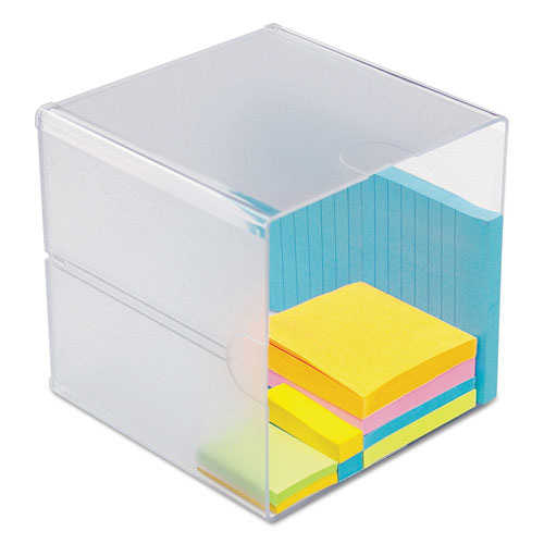 Image of deflecto® 350401 Stackable Cube Organizer, 1 Compartment, 6 x 6 x 6, Plastic, Clear