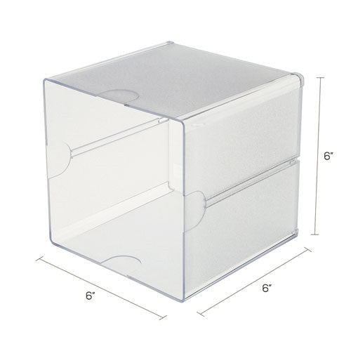 Image of deflecto® 350401 Stackable Cube Organizer, 1 Compartment, 6 x 6 x 6, Plastic, Clear