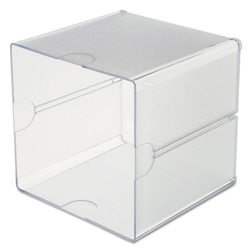Image of deflecto® 350401 Stackable Cube Organizer, 1 Compartment, 6 x 6 x 6, Plastic, Clear