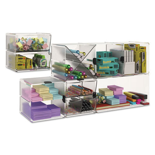 Image of deflecto® 350401 Stackable Cube Organizer, 1 Compartment, 6 x 6 x 6, Plastic, Clear