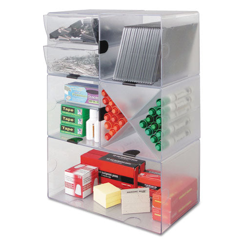 Image of deflecto® 350401 Stackable Cube Organizer, 1 Compartment, 6 x 6 x 6, Plastic, Clear