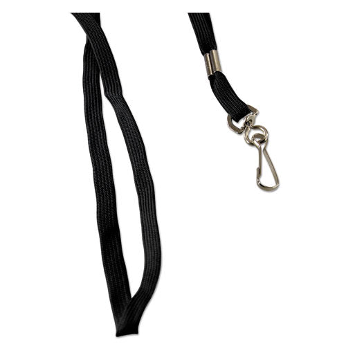 Image of SICURIX® 65619 Flat Lanyard, Metal Hook Fastener, 36", Nylon, Black, 100/Pack