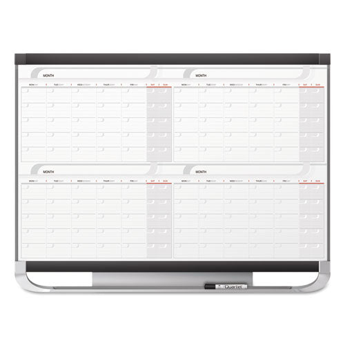 Image of Quartet® 4MCP23P2 Prestige 2 Magnetic Total Erase Four-Month Calendar, 36" x 24", White Surface, Graphite Gray Fiberboard/Plastic Frame