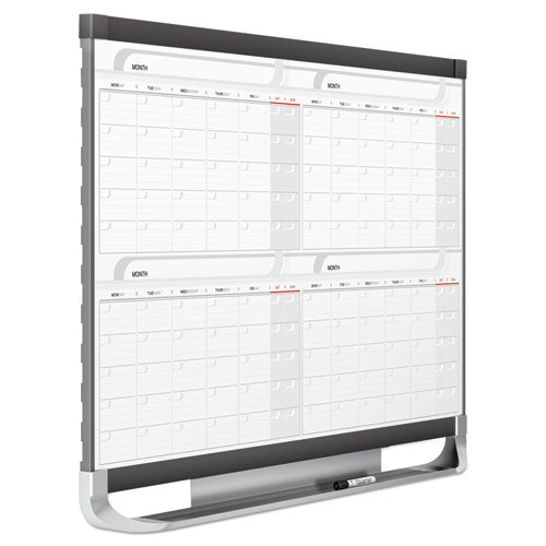 Image of Quartet® 4MCP23P2 Prestige 2 Magnetic Total Erase Four-Month Calendar, 36" x 24", White Surface, Graphite Gray Fiberboard/Plastic Frame